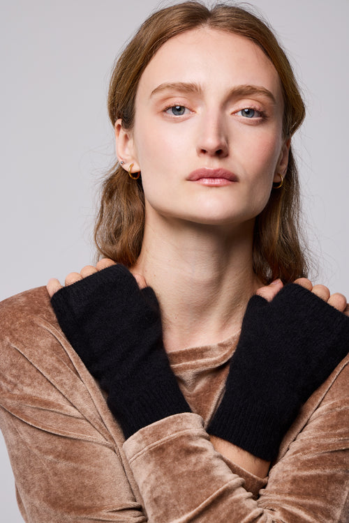 Mittaines Noires en Raccon wool / Polyamide - MAJESTIC FILATURES