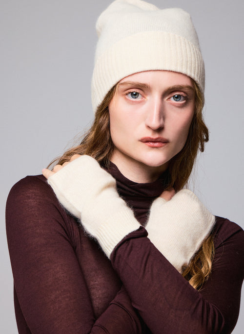 White Raccon wool / Polyamide mittens - MAJESTIC FILATURES