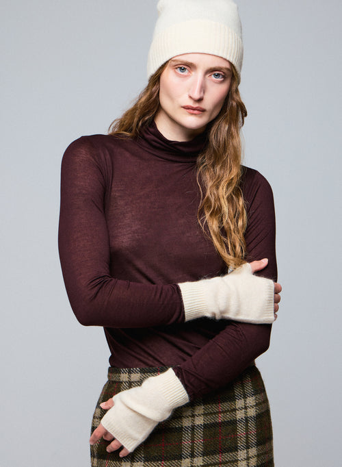 Manoplas blancas de lana de raccon / poliamida - MAJESTIC FILATURES