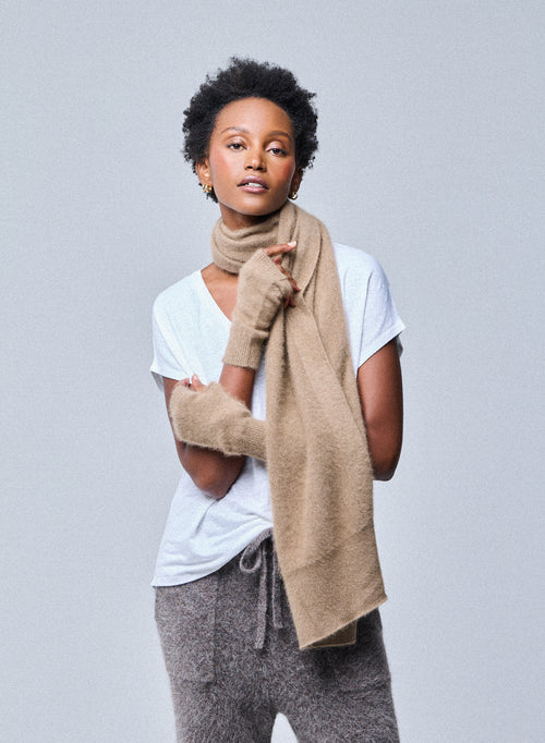 Mittaines Beige en Raccon wool / Polyamide - MAJESTIC FILATURES