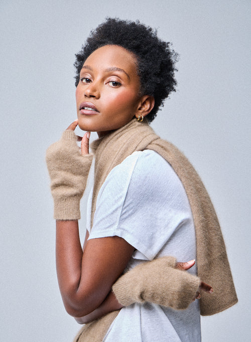 Mittaines Beige en Raccon wool / Polyamide - MAJESTIC FILATURES