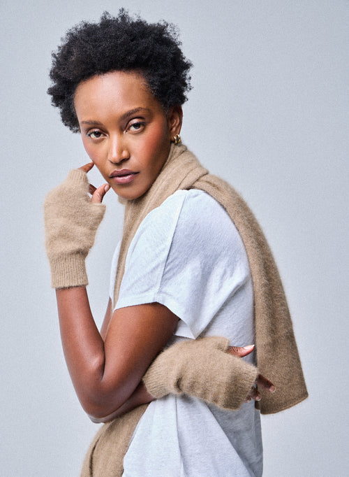 Mittaines Beige en Raccon wool / Polyamide - MAJESTIC FILATURES