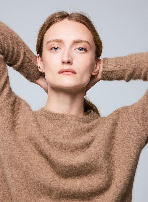 Pull Bison Col Rond Manches Longues en Raccoon / Polyamide - MAJESTIC FILATURES