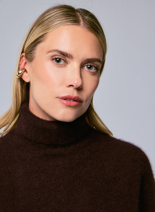 Pull Violet Col Roulé Manches Longues en Raccon wool / Polyamide - MAJESTIC FILATURES