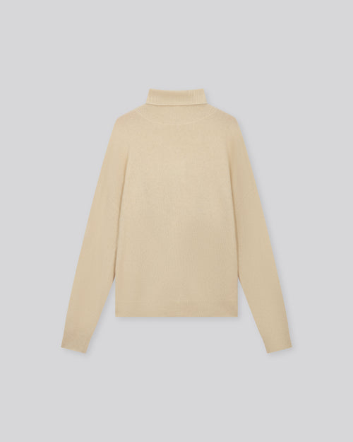 Pull Écru Col Roulé Manches Longues en Raccoon - MAJESTIC FILATURES