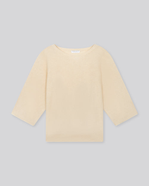 Pull Blanc Col Rond Manches Kimono en Raccoon / Polyamide - MAJESTIC FILATURES