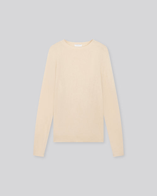 Pull Blanc Col Rond Manches Longues en Raccon wool / Polyamide - MAJESTIC FILATURES