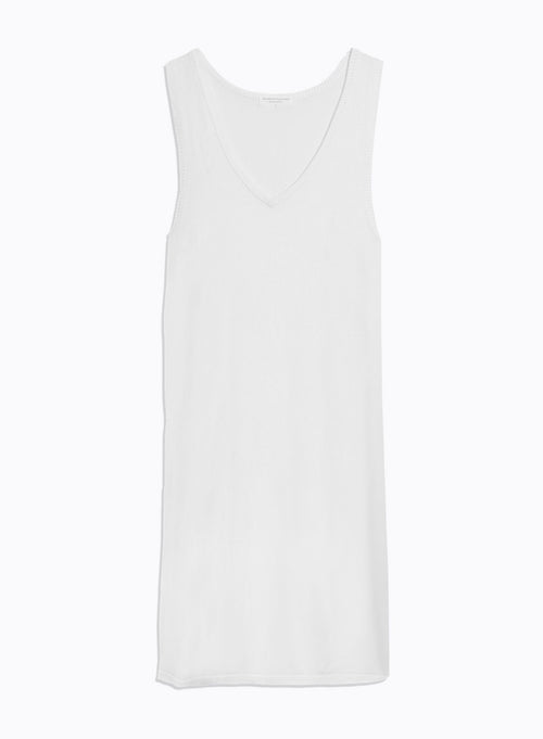 White Sleeveless V-Neck Dress - MAJESTIC FILATURES