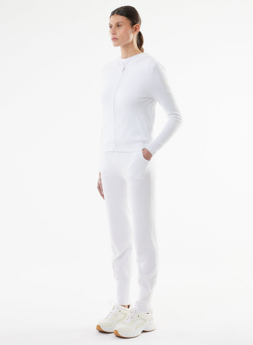 Pull Blanc Capuche Manches Longues en Coton organique / Elasthanne - MAJESTIC FILATURES