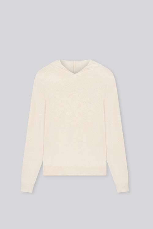 Beige hooded sweater with long sleeves in organic cotton / elastane - MAJESTIC FILATURES