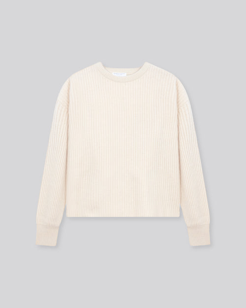 Pull Blanc Col Rond Manches Longues en Laine / Fox / Polyamide - MAJESTIC FILATURES