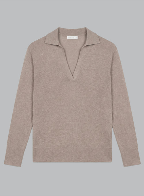 Polo Désert de manga tres cuartos de lino - MAJESTIC FILATURES