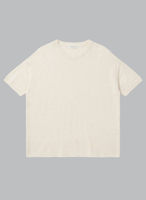 Jersey crema de cuello redondo y manga corta de lino - MAJESTIC FILATURES