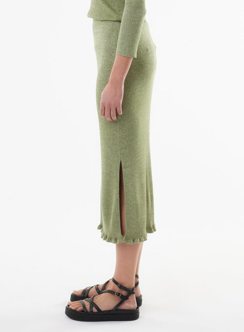 Jupe Verte en Viscose / Fibre irisée - MAJESTIC FILATURES