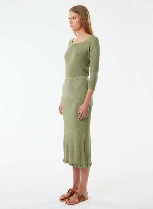 Jupe Verte en Viscose / Fibre irisée - MAJESTIC FILATURES