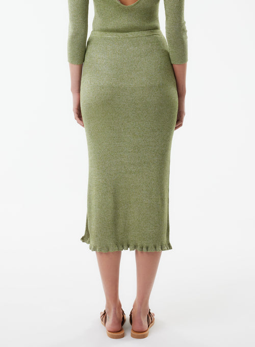 Jupe Verte en Viscose / Fibre irisée - MAJESTIC FILATURES