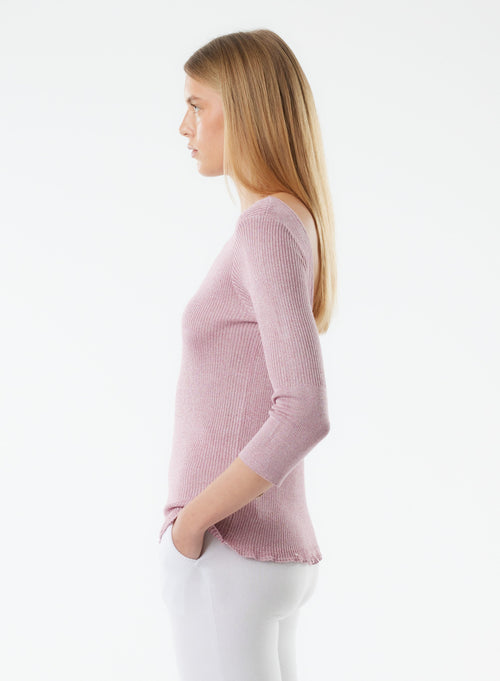 Pink sweater 3/4 sleeves Backless - MAJESTIC FILATURES