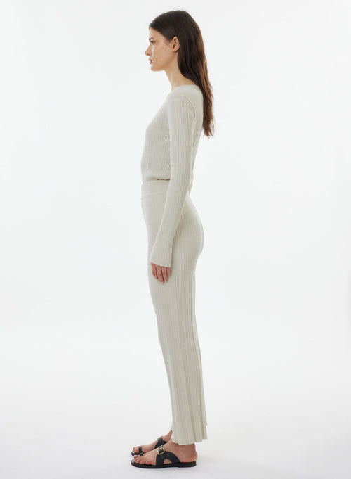 Pantalón beige de algodón / viscosa / elastano / fibra de©© tela - MAJESTIC FILATURES