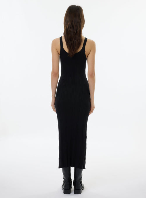 Black Sleeveless Round Neck Dress - MAJESTIC FILATURES
