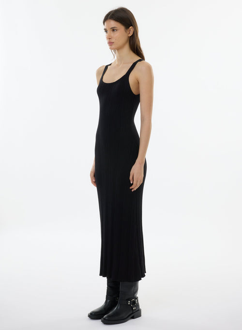 Black Sleeveless Round Neck Dress - MAJESTIC FILATURES