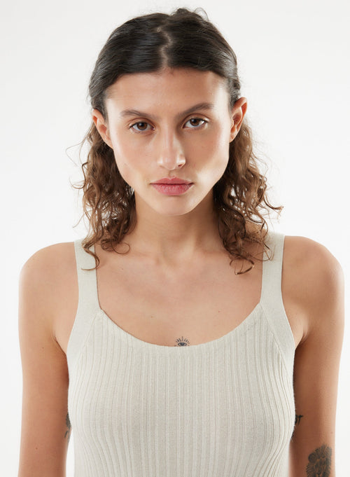 Beige Sleeveless Round Neck Dress - MAJESTIC FILATURES