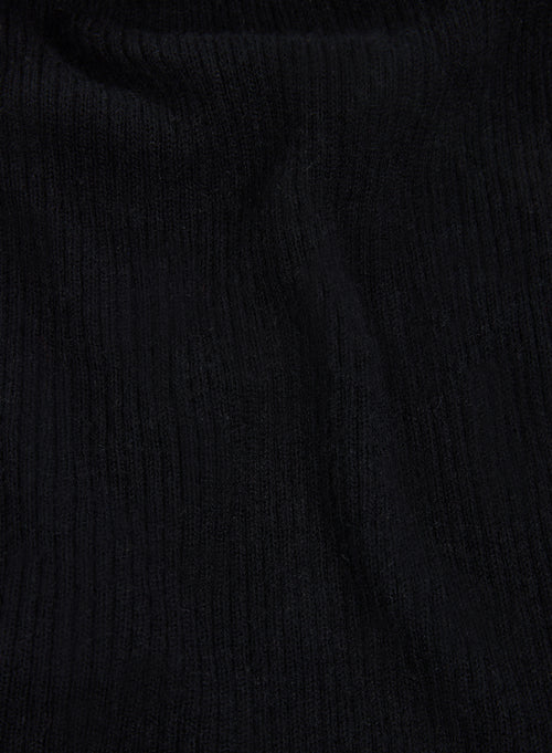 Long Ribbed Black Legging in Merino Wool - MAJESTIC FILATURES