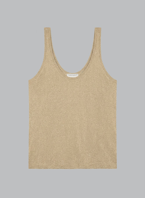 Gold V-Neck Tank Top in Acetate / Metallic Fiber / Polyamide - MAJESTIC FILATURES