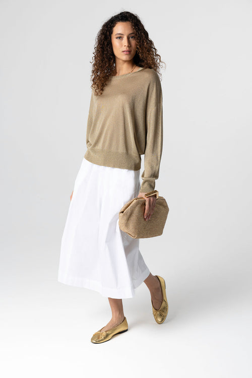 Pull Doré Col Rond Manches Longues en Acetate / Fibre métallisée / Polyamide - MAJESTIC FILATURES