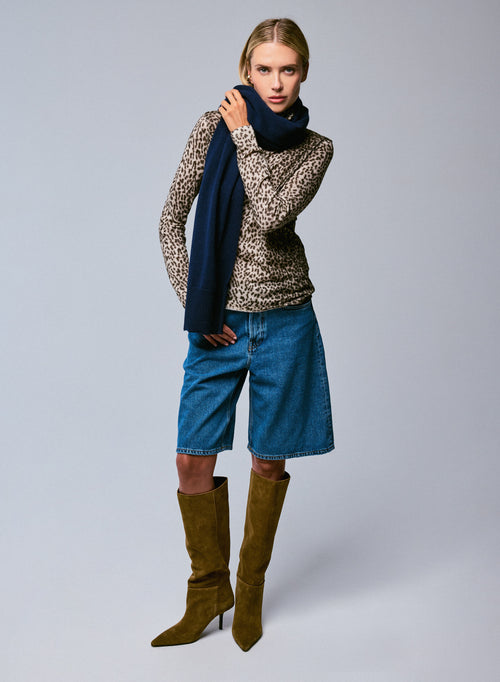 Navy Cashmere Scarf - MAJESTIC FILATURES