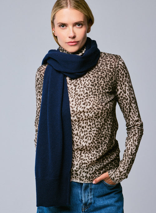 Bufanda de cachemira azul marino - MAJESTIC FILATURES