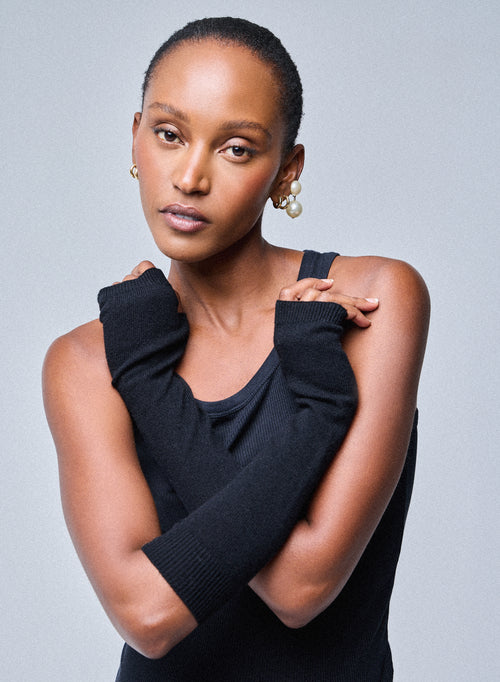 Black Cashmere Mittens - MAJESTIC FILATURES