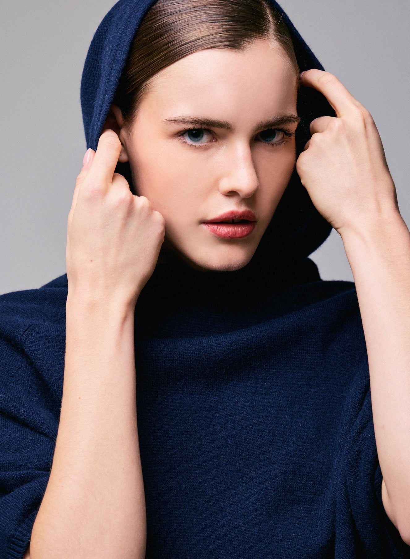 Pull à Capuche Femme FatFace Bleu Marine Taille 14 Coton Mélangé Doublé