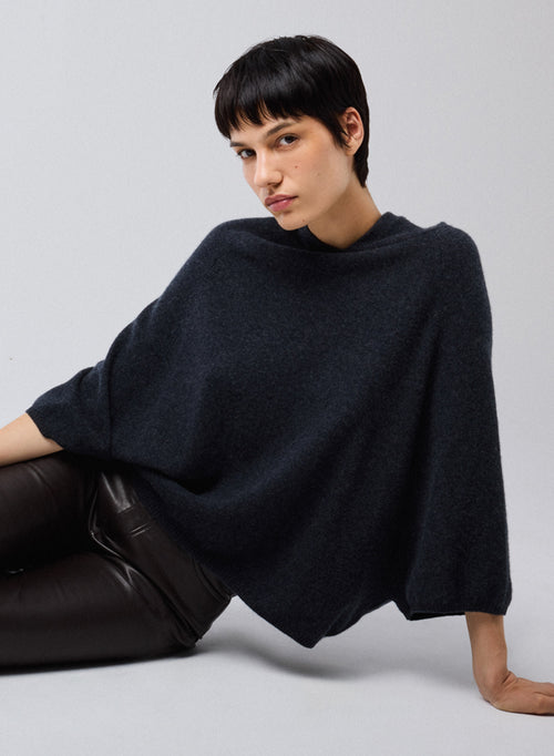 Pull Gris Capuche Manches Longues en Cachemire - MAJESTIC FILATURES