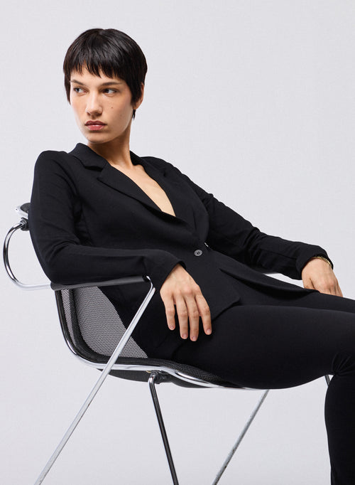 Black Jacket Long Sleeves in Viscose / Elastane - MAJESTIC FILATURES