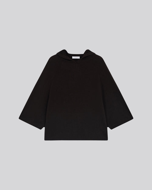 Pull Marron Capuche Manches Longues en Cachemire - MAJESTIC FILATURES