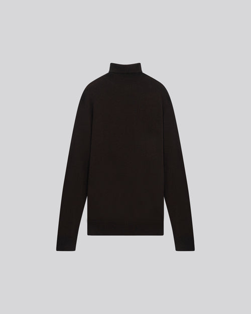 Pull Marron Col Roulé Manches Longues en Cachemire - MAJESTIC FILATURES