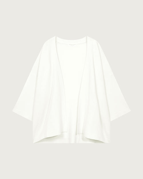 Gilet Blanc Col Châle Manches Longues en Laine merinos - MAJESTIC FILATURES