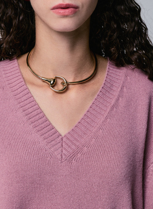 Pull Rose Col V Manches Longues en Laine merinos - MAJESTIC FILATURES