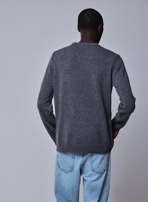 Pull Gris Col Rond Manches Longues en Laine merinos - MAJESTIC FILATURES