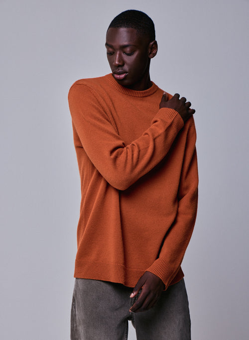 Pull Orange Col Rond Manches Longues en Laine merinos - MAJESTIC FILATURES