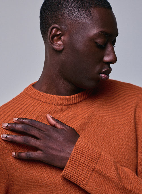 Pull Orange Col Rond Manches Longues en Laine merinos - MAJESTIC FILATURES