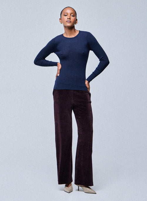 Pull Marine Col Rond Manches Longues en Laine merinos - MAJESTIC FILATURES