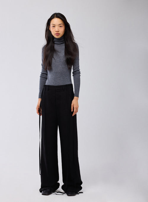 Pull Gris Col Roulé Manches Longues en Laine mérinos - MAJESTIC FILATURES