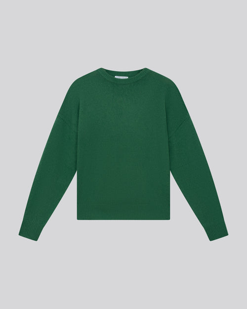 Green round neck sweater with long sleeves in wool / cashmere - MAJESTIC FILATURES