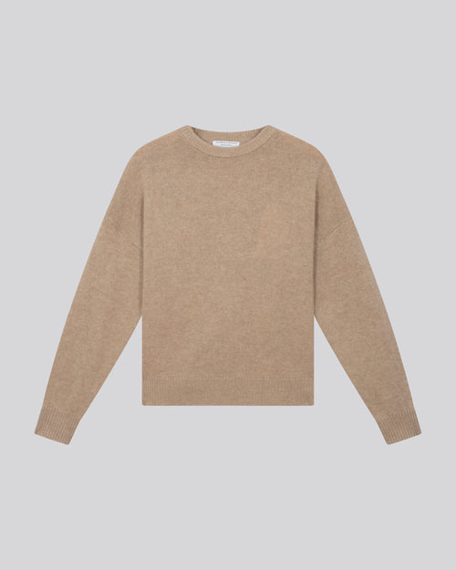 Pull Beige Col Rond Manches Longues en Laine / Cachemire - MAJESTIC FILATURES