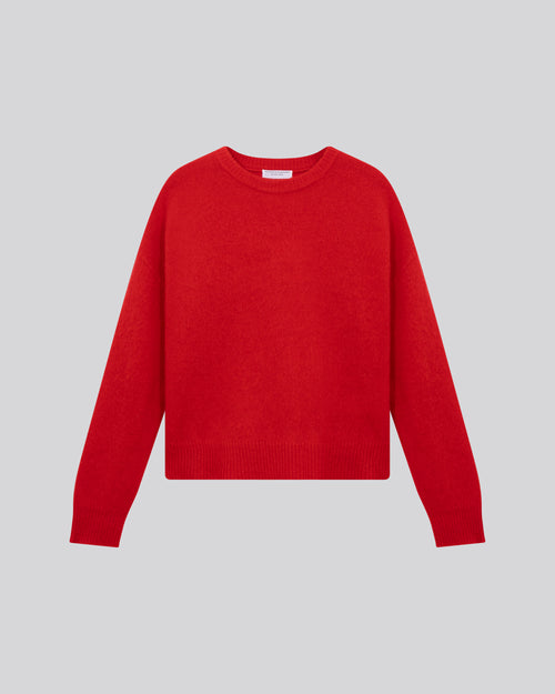 Orange round-neck sweater with long sleeves in wool / cashmere - MAJESTIC FILATURES
