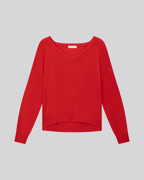 Orange long-sleeved turtleneck sweater in wool / cashmere - MAJESTIC FILATURES