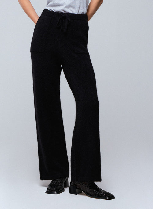 Pantalon Noir en Alpaga / Polyamide / Elasthanne - MAJESTIC FILATURES