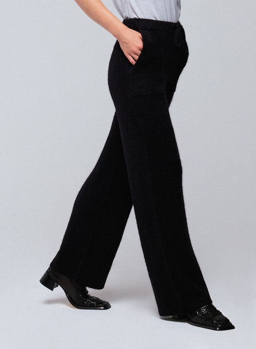 Pantalon Noir en Alpaga / Polyamide / Elasthanne - MAJESTIC FILATURES
