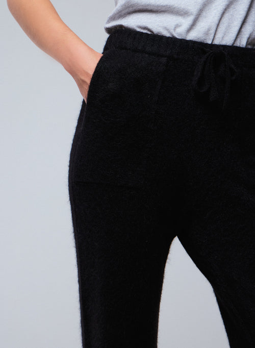 Pantalon Noir en Alpaga / Polyamide / Elasthanne - MAJESTIC FILATURES